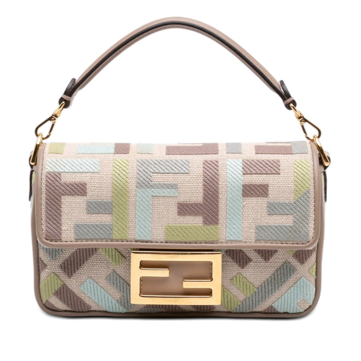 Fendi Mini Zucca brodé Toile Baguette Sac