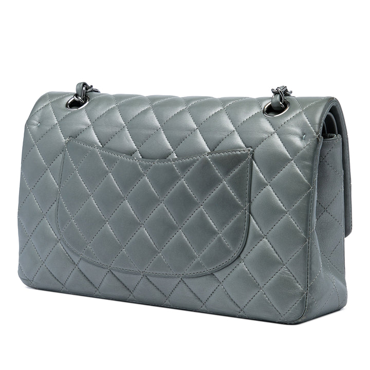 Chanel Classic Double rabat Moyen Cuir d'agneau Argenté