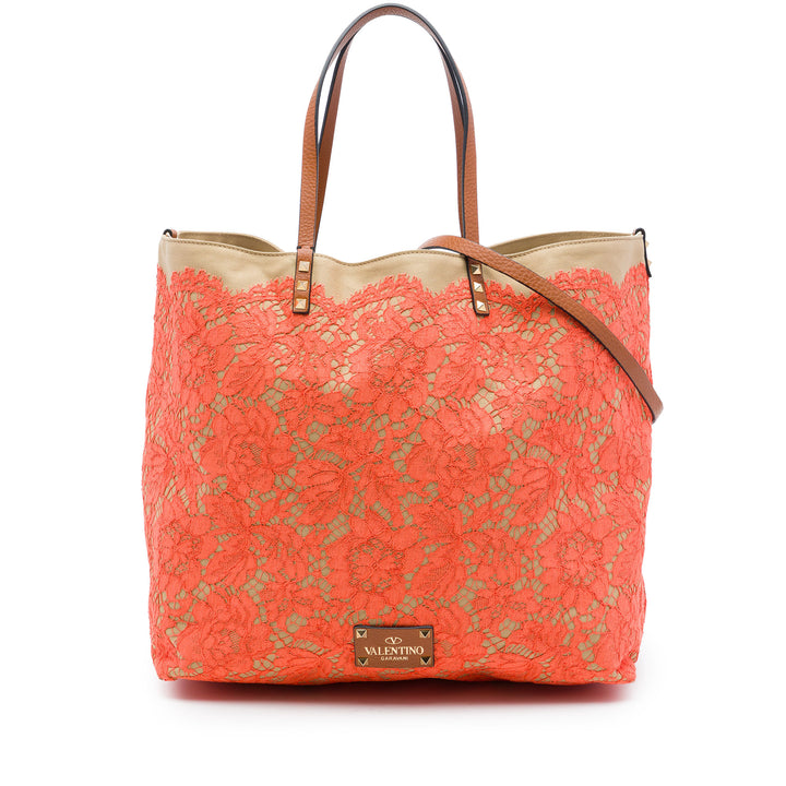 Rockstud Glam Lace Réversible Cabas Orange
