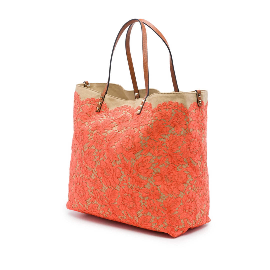 Rockstud Glam Lace Réversible Cabas Orange
