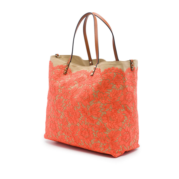 Rockstud Glam Lace Réversible Cabas Orange