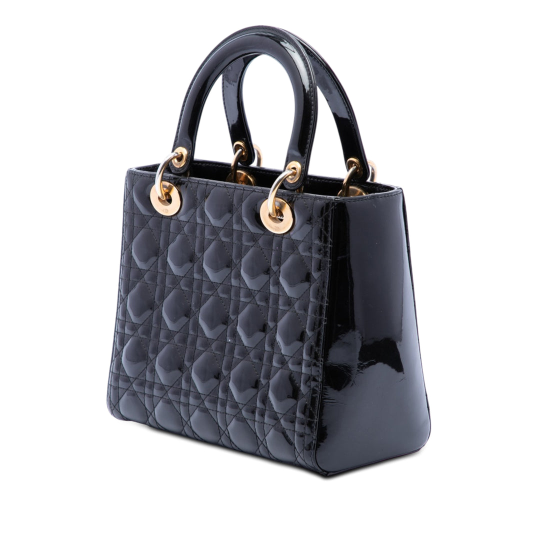 Dior Medium Cuir verni Cannage Lady Dior
