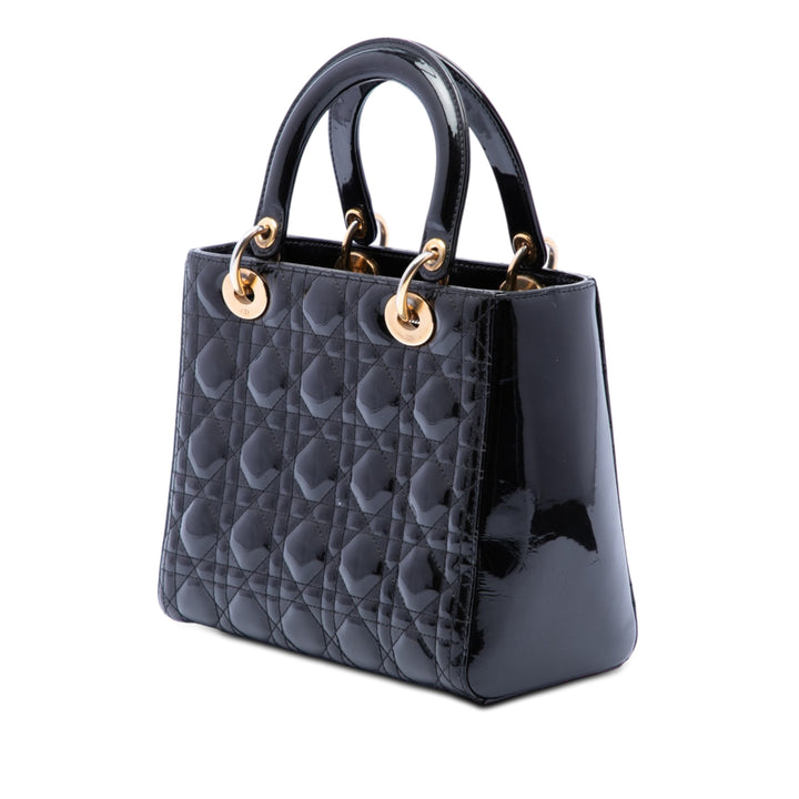 Dior Medium Cuir verni Cannage Lady Dior
