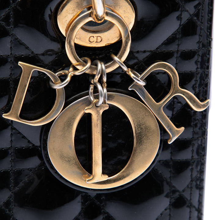 Dior Medium Cuir verni Cannage Lady Dior
