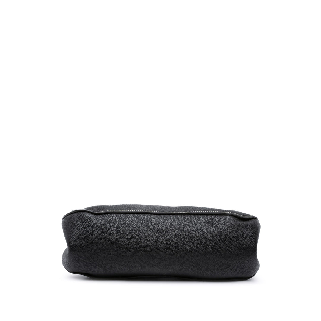 Grained Calfskin Braided Ring Darryl Clutch Black - Gaby Paris