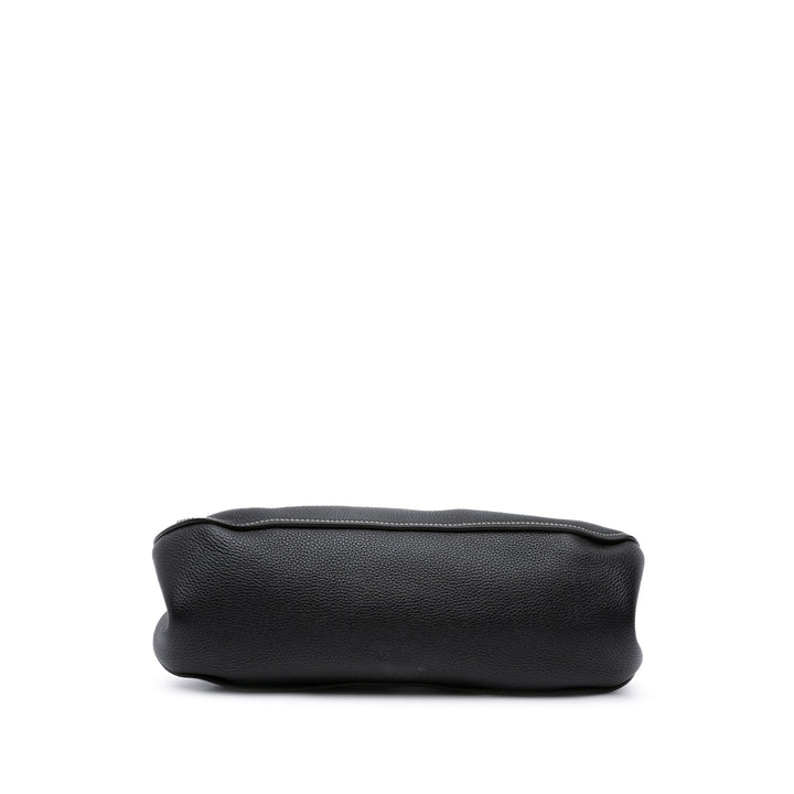 Grained Calfskin Braided Ring Darryl Clutch Black - Gaby Paris