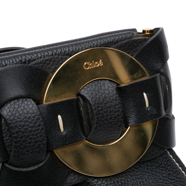 Grained Calfskin Braided Ring Darryl Clutch Black - Gaby Paris