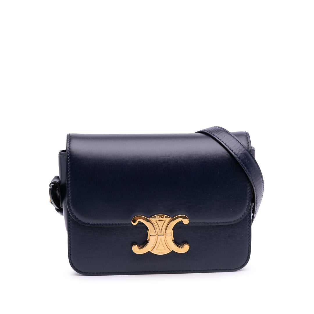 Teen Shiny Calfskin Triomphe Crossbody Blue - Gaby Paris