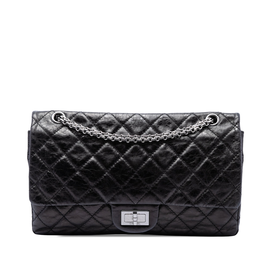 Chanel Matelassé vieilli Reissue 2.55 Double rabat 227 Cuir de veau Noir