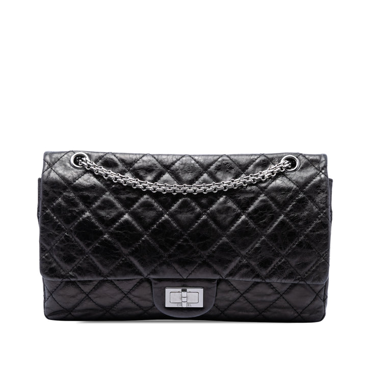 Chanel Matelassé vieilli Reissue 2.55 Double rabat 227 Cuir de veau Noir