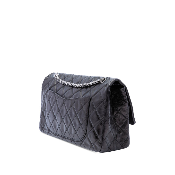Chanel Matelassé vieilli Reissue 2.55 Double rabat 227 Cuir de veau Noir