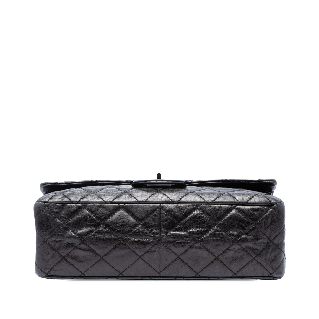 Chanel Matelassé vieilli Reissue 2.55 Double rabat 227 Cuir de veau Noir