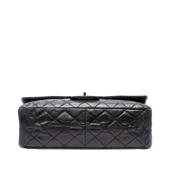 Chanel Matelassé vieilli Reissue 2.55 Double rabat 227 Cuir de veau Noir