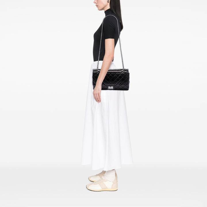 Chanel Matelassé vieilli Reissue 2.55 Double rabat 227 Cuir de veau Noir