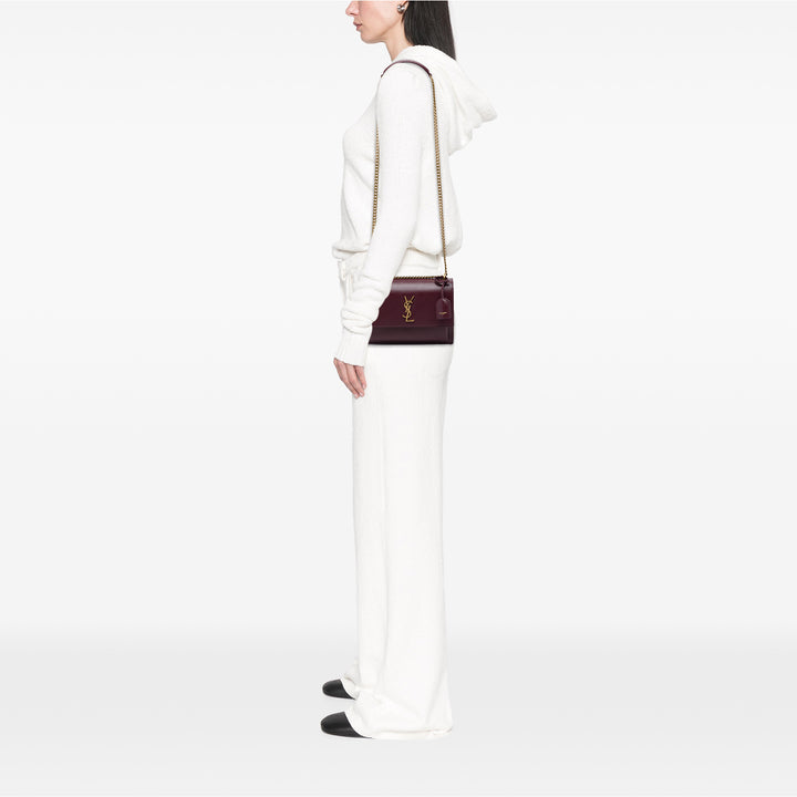 Saint Laurent Sunset Sac Moyen Cuir de veau Rouge
