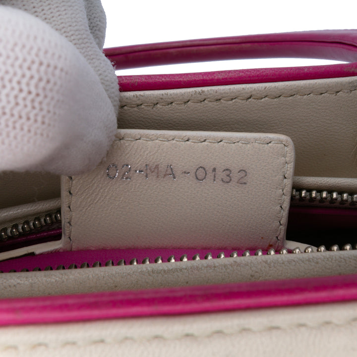 Medium Lambskin Cannage Stitched Lady Dior White - Gaby Paris