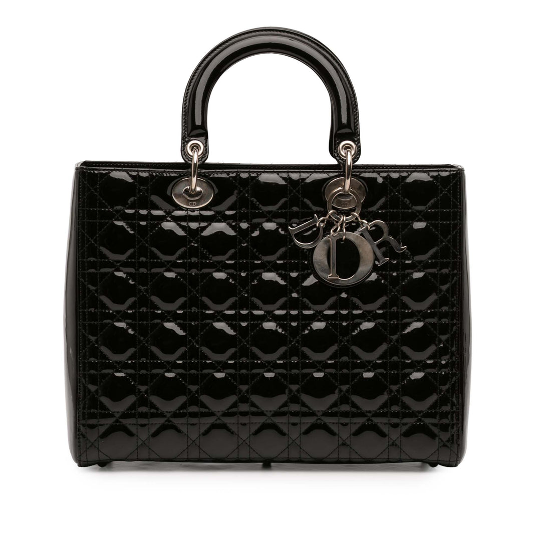 Dior Large Cuir verni Cannage Lady Dior