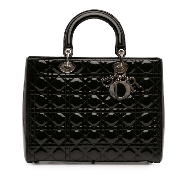 Dior Large Cuir verni Cannage Lady Dior