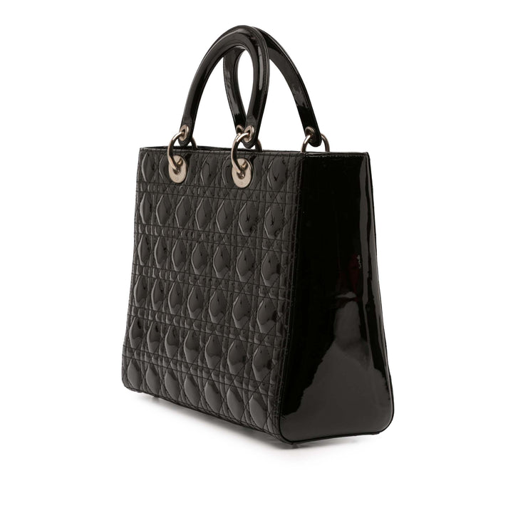 Dior Large Cuir verni Cannage Lady Dior
