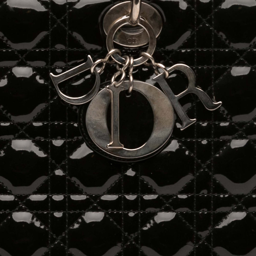 Dior Large Cuir verni Cannage Lady Dior