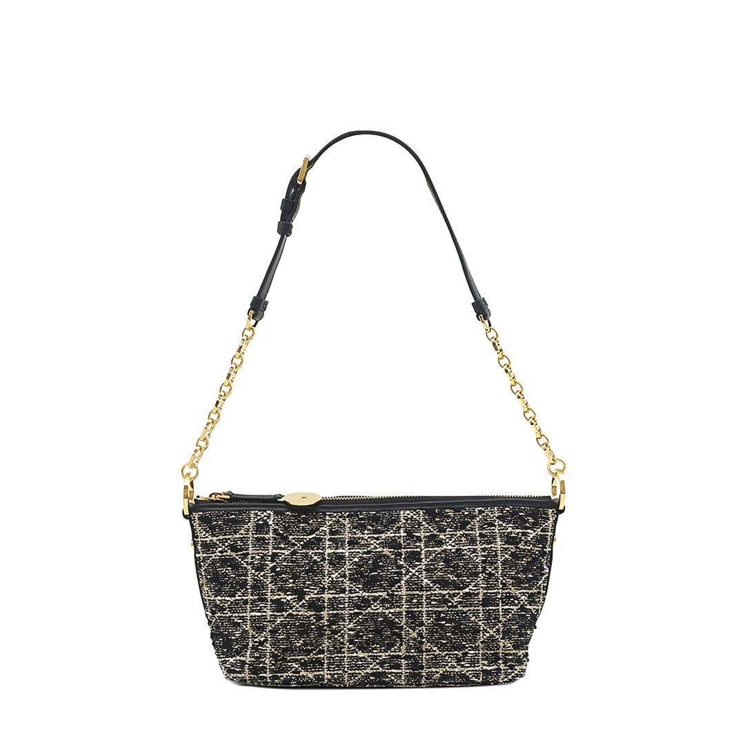 Dior Cannage Diorstar Hobo Sac avec chaîne Tweed Noir – vue principale – GABY PARIS