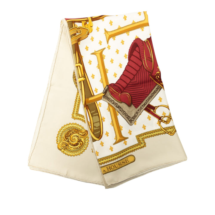 Hermès Selles a Housse Foulard 90 Blanc