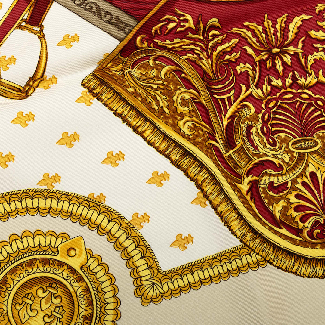 Hermès Selles a Housse Foulard 90 Blanc