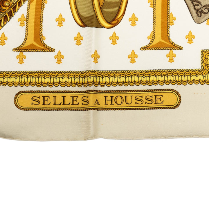 Hermès Selles a Housse Foulard 90 Blanc