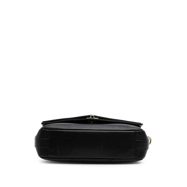 Mini Quilted Sheepskin Double Chevron Flap Black - Gaby Paris