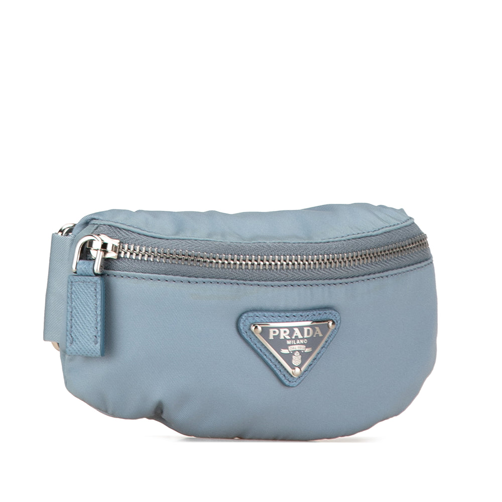 Prada Mini Re-Nylon Zip Around Arm Band Pouch Blue - GABY PARIS