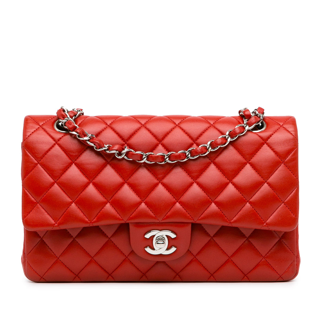 Medium Classic Lambskin Double Flap Red - Gaby Paris