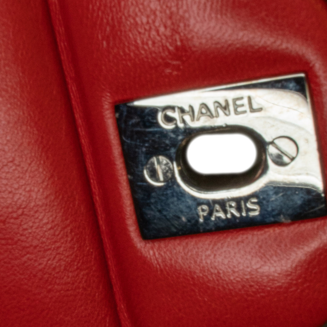 Medium Classic Lambskin Double Flap Red - Gaby Paris