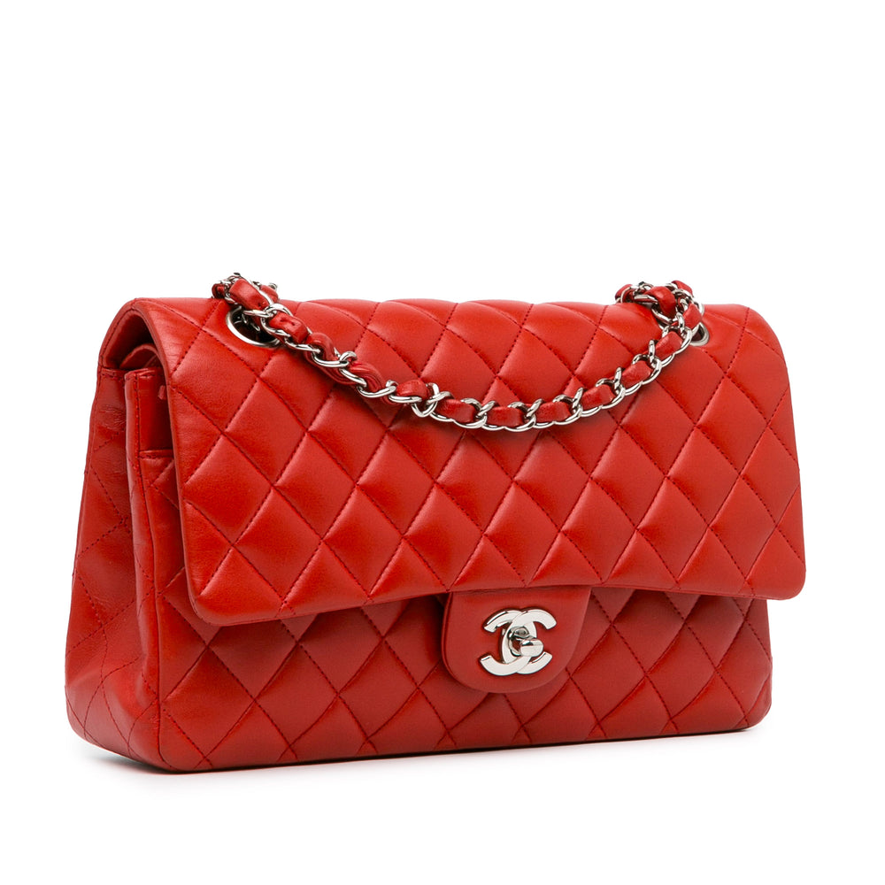 Medium Classic Lambskin Double Flap Red - Gaby Paris