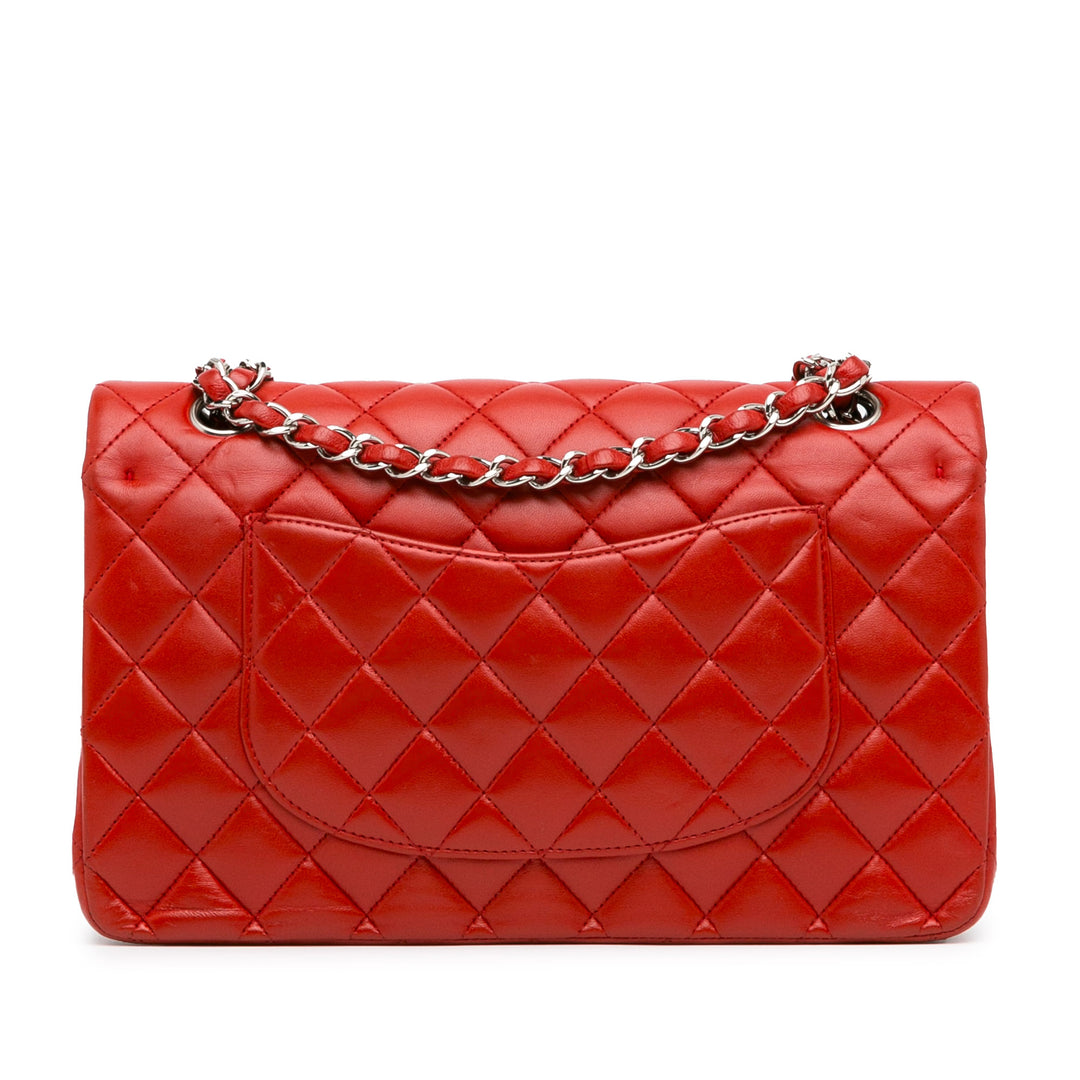 Medium Classic Lambskin Double Flap Red - Gaby Paris