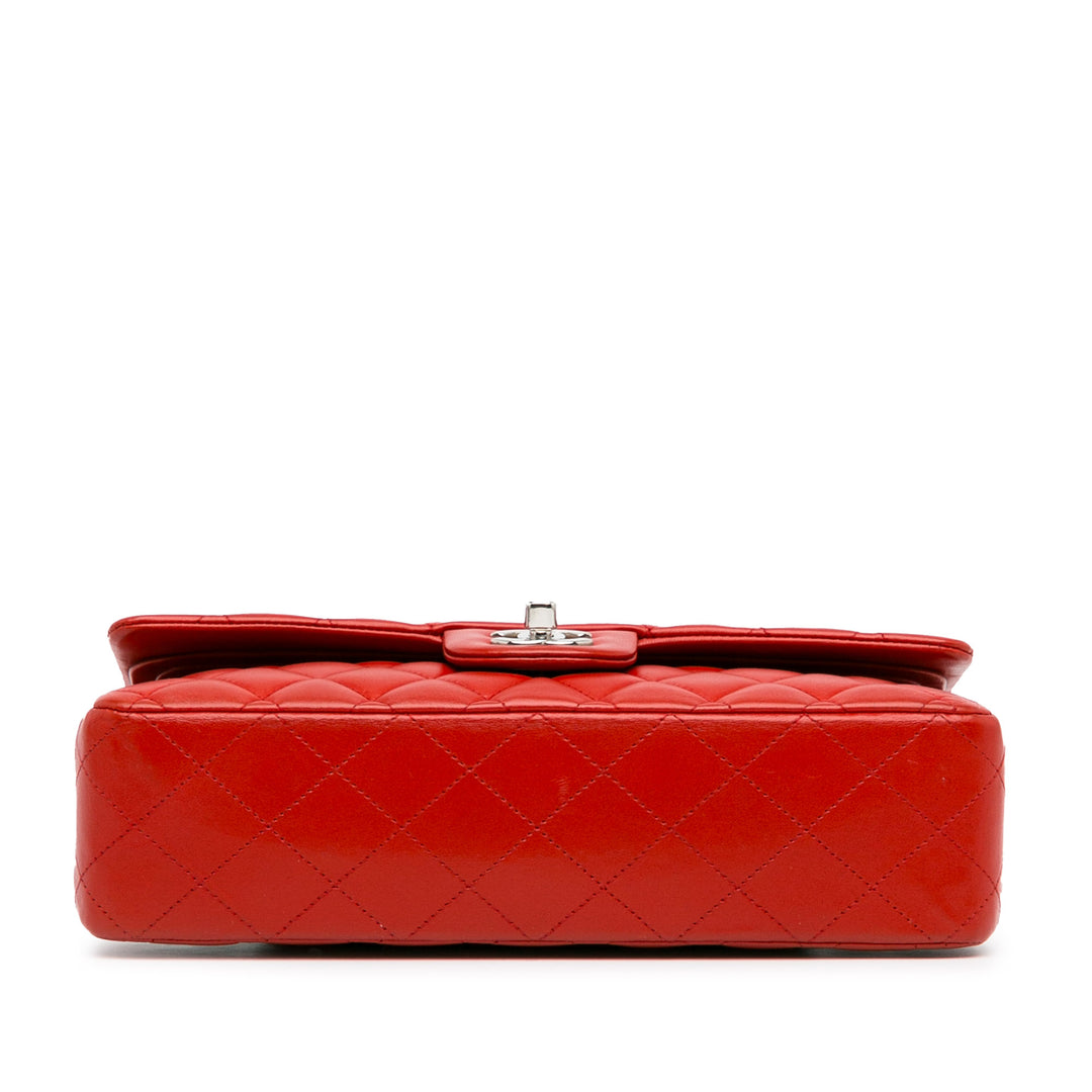 Medium Classic Lambskin Double Flap Red - Gaby Paris