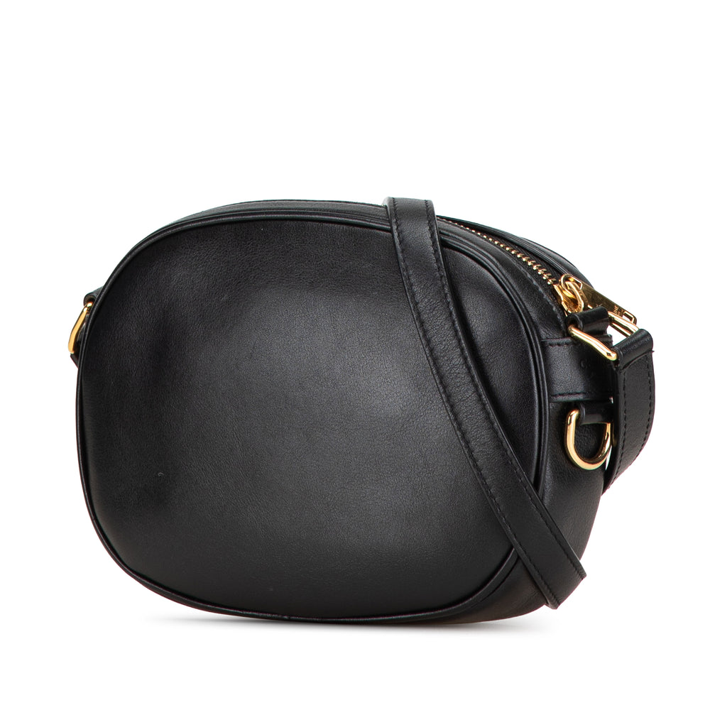 Small Leather C Charm Crossbody Black - Gaby Paris