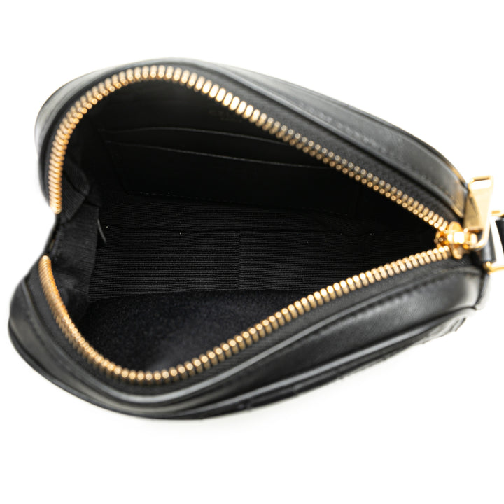 Small Leather C Charm Crossbody Black - Gaby Paris