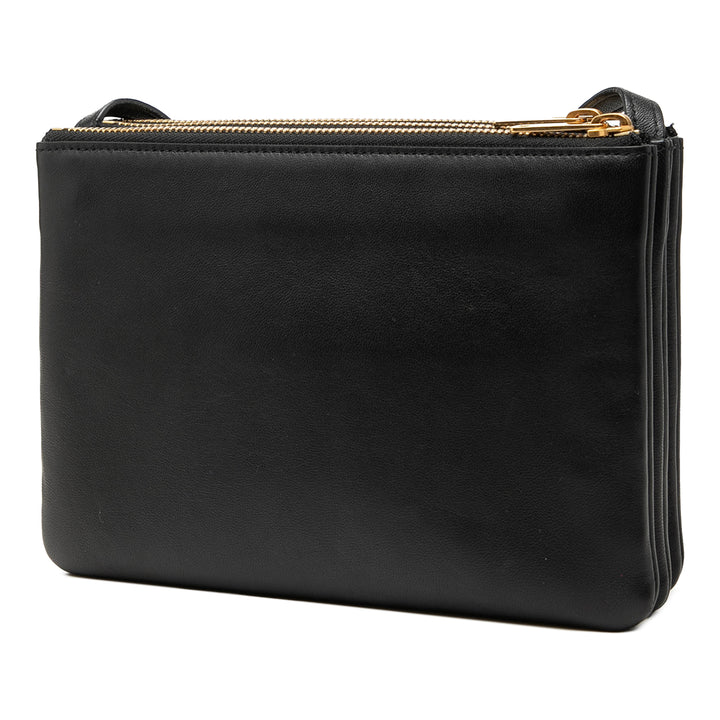 Trio Sac Petit Cuir d'agneau Noir