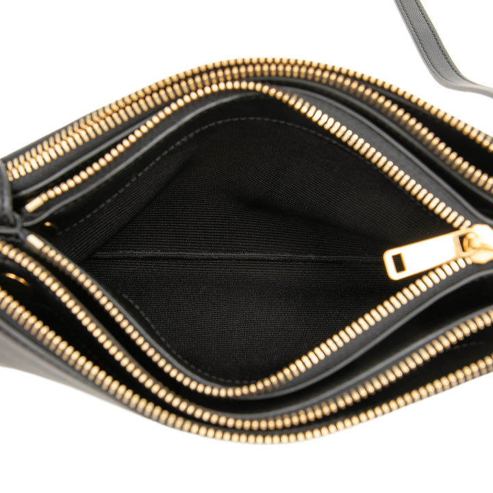 Trio Sac Petit Cuir d'agneau Noir