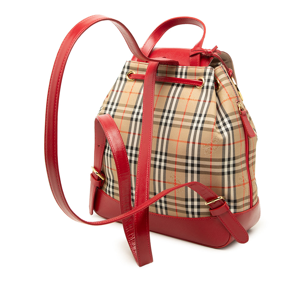 Burberry Sac à dos Haymarket Check Rouge – vue 2 – GABY PARIS