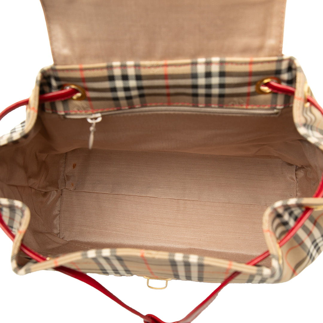 Burberry Sac à dos Haymarket Check Rouge – vue 4 – GABY PARIS