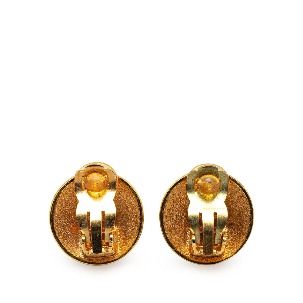 Gold Plated CC Crown Clip On Earrings Gold - Gaby Paris