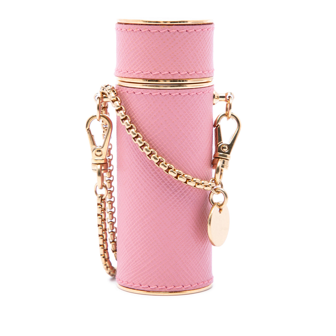 Logo Plaque Lipstick Étui Saffiano Rose