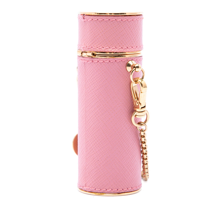 Logo Plaque Lipstick Étui Saffiano Rose