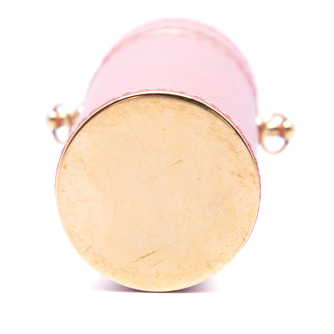 Logo Plaque Lipstick Étui Saffiano Rose