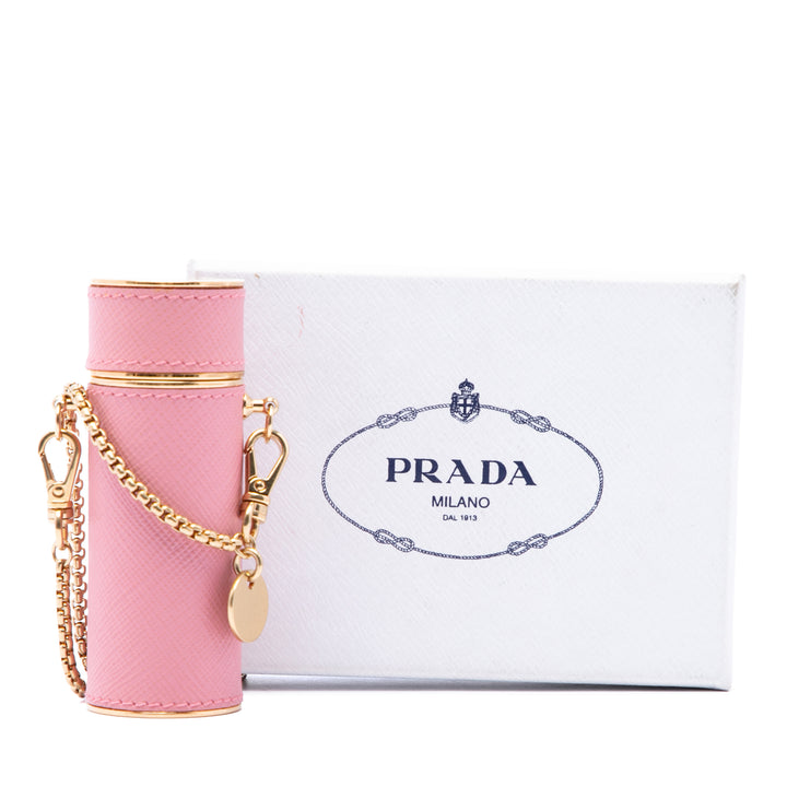 Logo Plaque Lipstick Étui Saffiano Rose