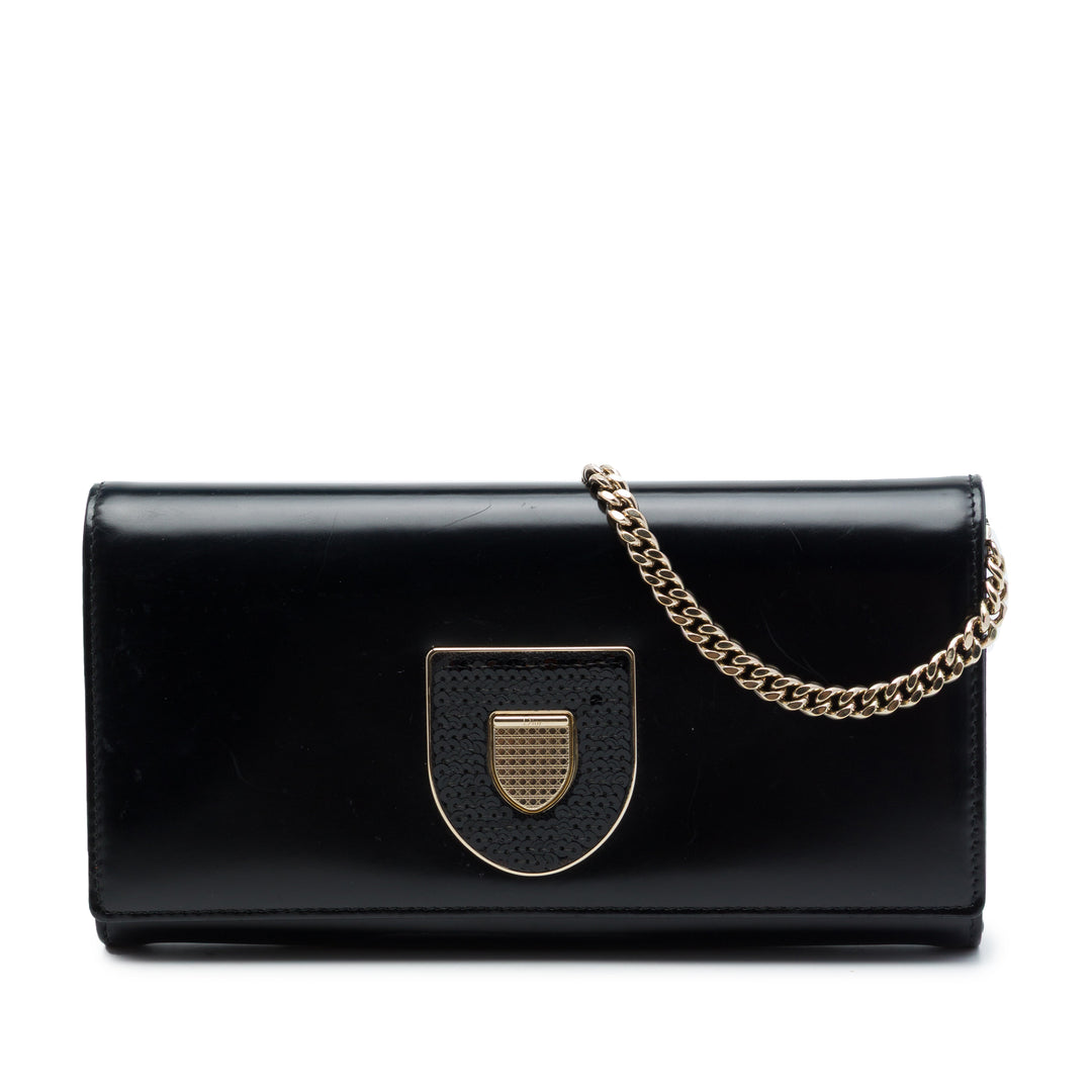 Dior Sequins Diorama Wallet on Chain Noir – vue principale – GABY PARIS
