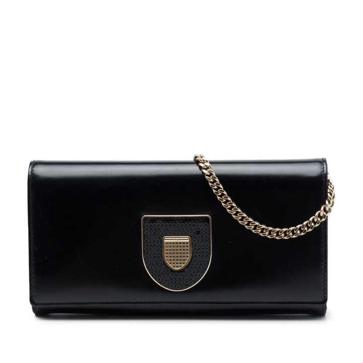 Dior Sequins Diorama Wallet on Chain Noir – vue principale – GABY PARIS