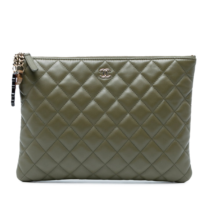 Chanel Medium Quilted Cuir d’agneau Cuba La Habana O Étui Pochette Vert