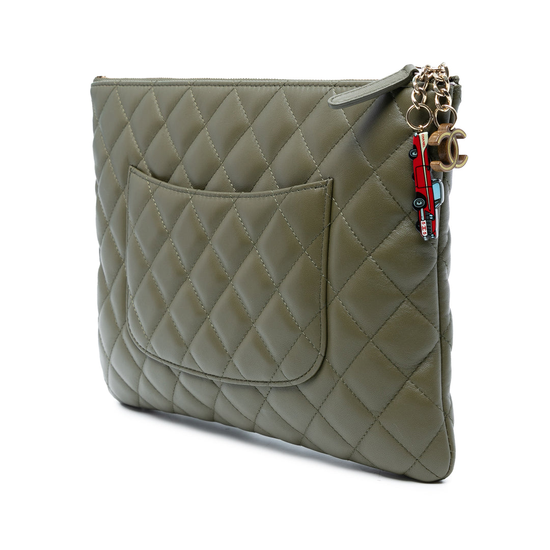 Chanel Medium Quilted Cuir d’agneau Cuba La Habana O Étui Pochette Vert